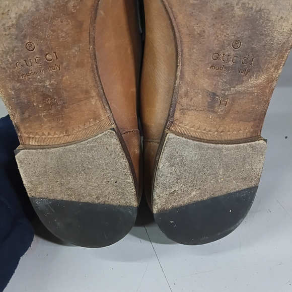 Gucci Brown Leather Loafers with Gold Accent main image 8